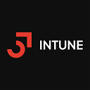 Logo of intune: Addictive design Excellence ahead. Design as a subscription for startups.